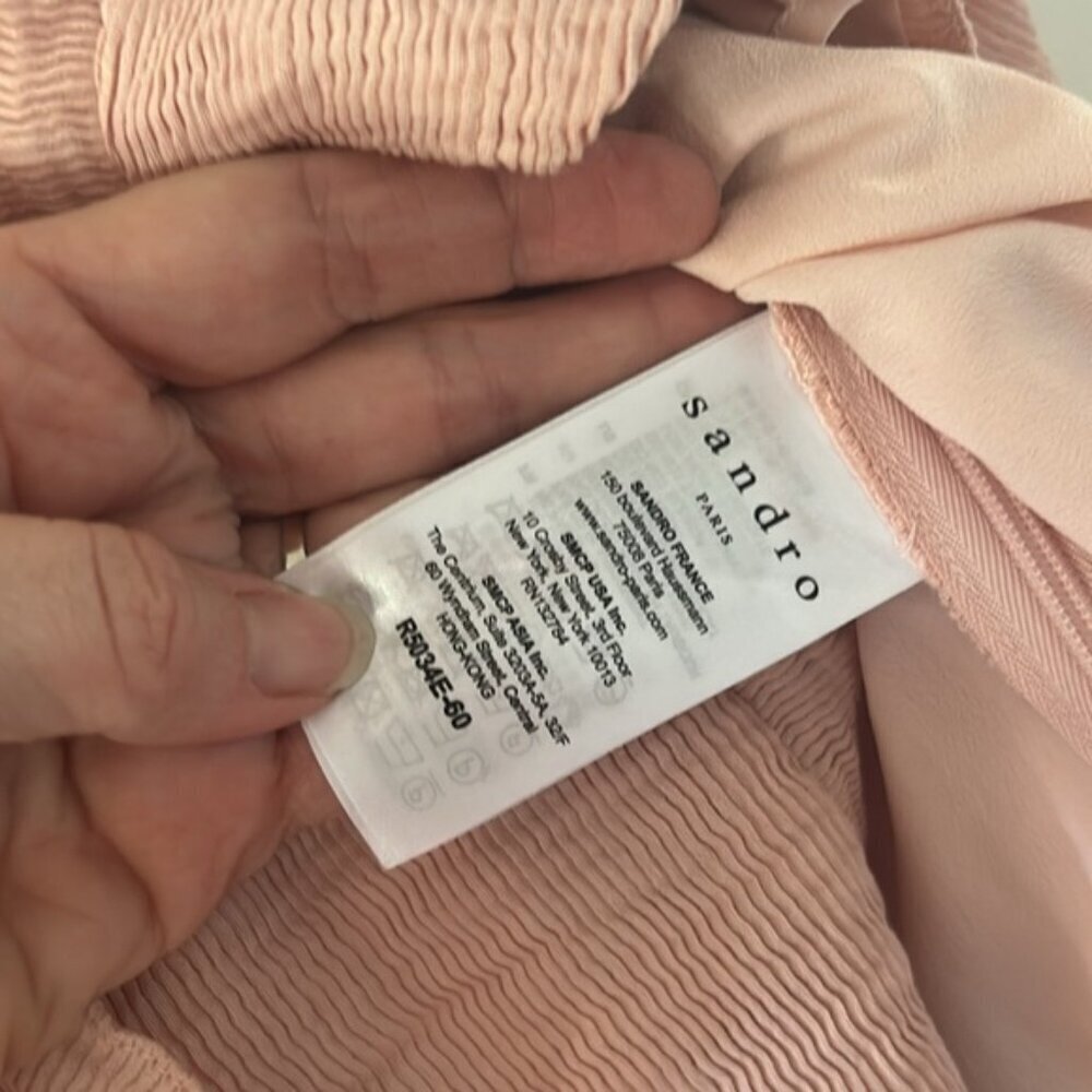 SANDRO v neck pink ruffle dress us 6 - Picture 11 of 16